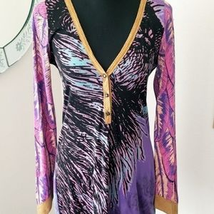 Custo Bodycon Dress Feather Snakeskin